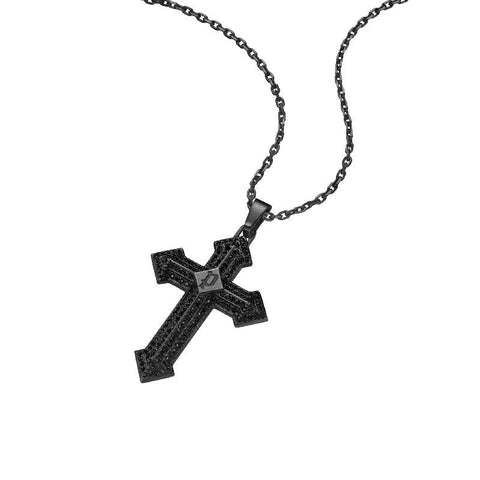 Police Black Stoneset Necklace with Sparkling Crystals