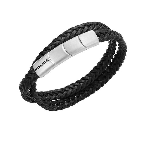 Police Braid Leather Bracelet – Flat Brown Braid