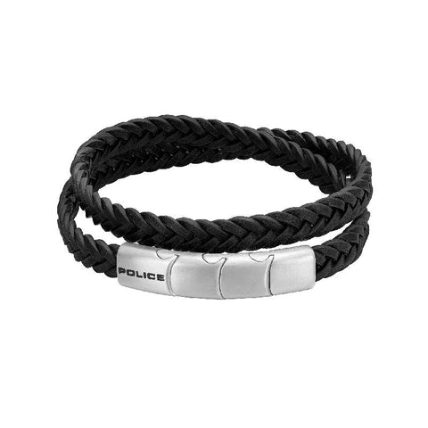 Police Braid Leather Bracelet – Flat Brown Braid