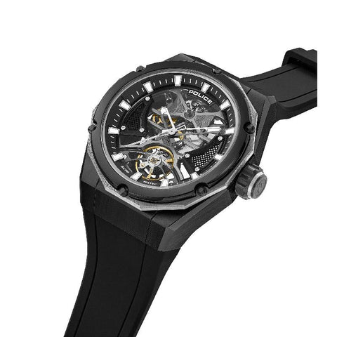 The Watch Boutique Police Dayton Men's Automatic Skeleton Dial Stainless Steel Watch