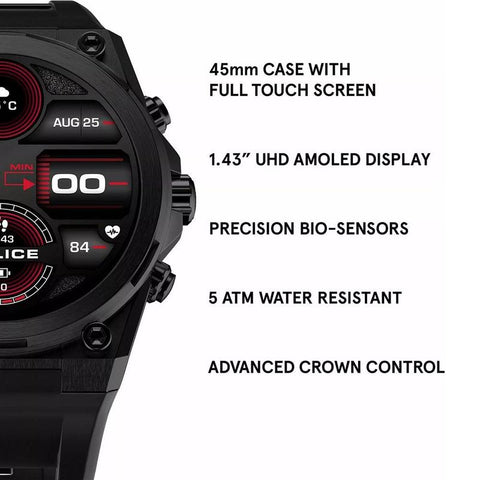 The Watch Boutique Police Freedom Of Time My Avatar 2 Smartwatch Black/Red