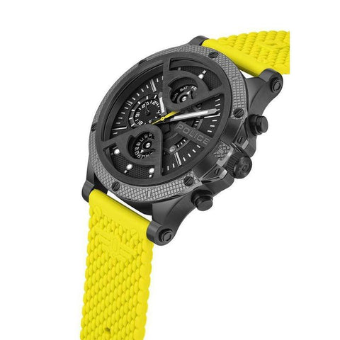 The Watch Boutique Police Gents Surigao Yellow/Black Silicone Strap