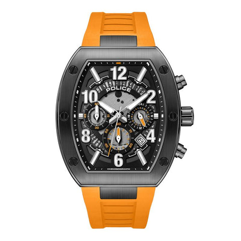 The Watch Boutique Police Meidan Black Dial Orange Strap Men's Watch