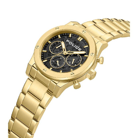 The Watch Boutique Police Men's Knotty Multifunction Gold-Plated Steel Watch