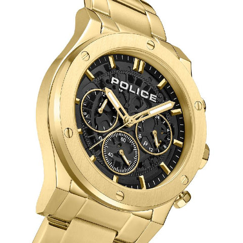 The Watch Boutique Police Men's Knotty Multifunction Gold-Plated Steel Watch