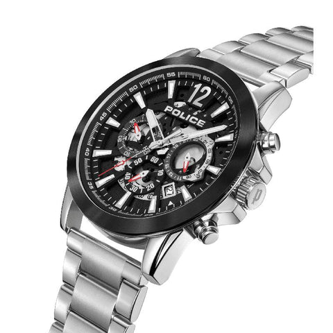 The Watch Boutique Police Men's Vertigo Stainless Steel Multifunction Skeleton Dial Watch