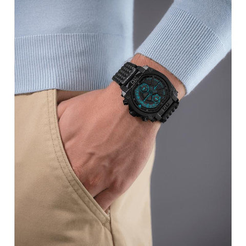 The Watch Boutique Police Norwood Men's Multifunction Black Ion-Plated Watch