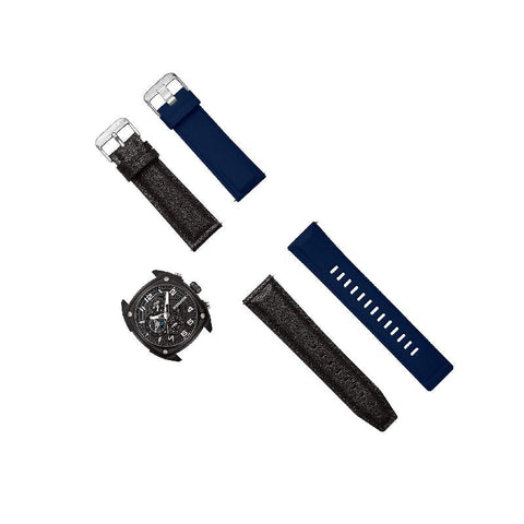 The Watch Boutique Police Portland Men's Multifunction Steel Watch with Dual Leather & Silicone Straps