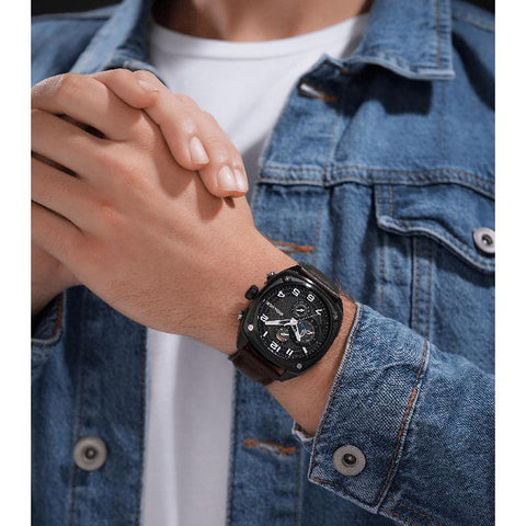 The Watch Boutique Police Portland Men's Multifunction Steel Watch with Dual Leather & Silicone Straps