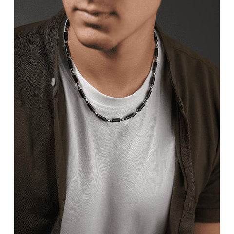 Police Silo Black Stainless Steel Necklace