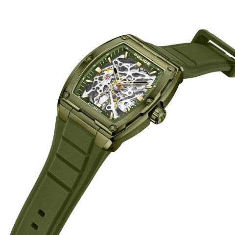The Watch Boutique Police Skeletor 3 Hands-Automatic Silicone Strap