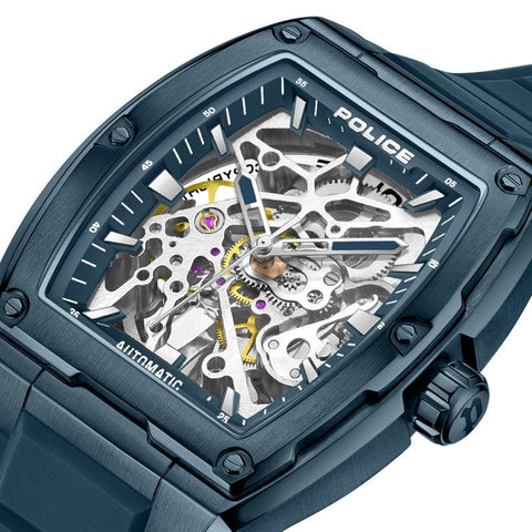 The Watch Boutique Police Skeletor 3 Hands-Automatic Silicone Strap