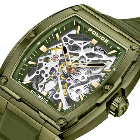 The Watch Boutique Police Skeletor 3 Hands-Automatic Silicone Strap
