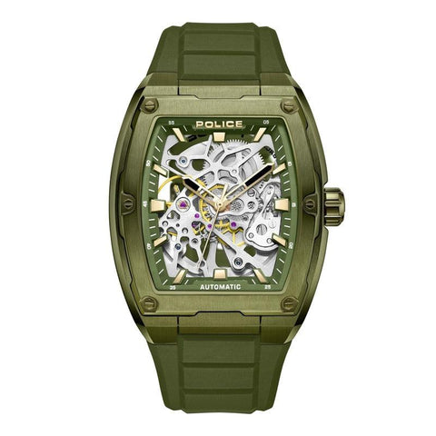 The Watch Boutique Police Skeletor 3 Hands-Automatic Silicone Strap