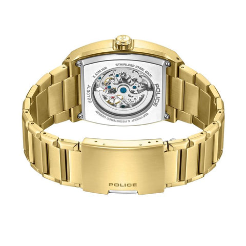 The Watch Boutique Police Skeletor Green Dial Gold Men's Automatic Watch