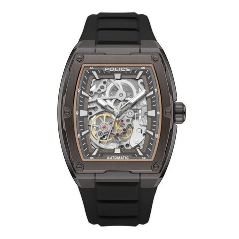 The Watch Boutique Police Skeletor Grey Dial Black Strap Men's Automatic Watch