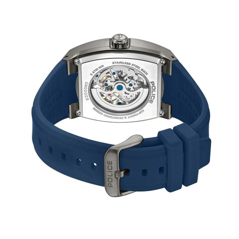 The Watch Boutique Police Skeletor Grey Dial Blue Strap Men's Automatic Watch