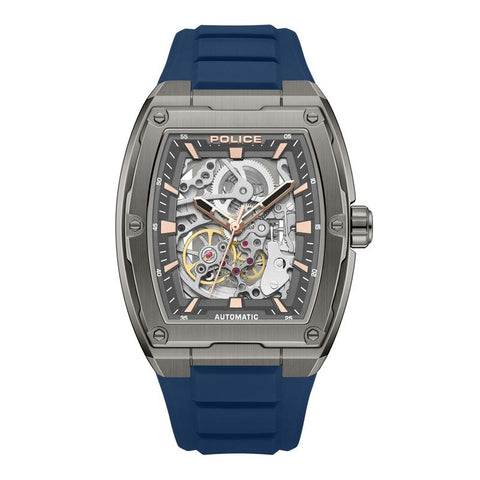 The Watch Boutique Police Skeletor Grey Dial Blue Strap Men's Automatic Watch