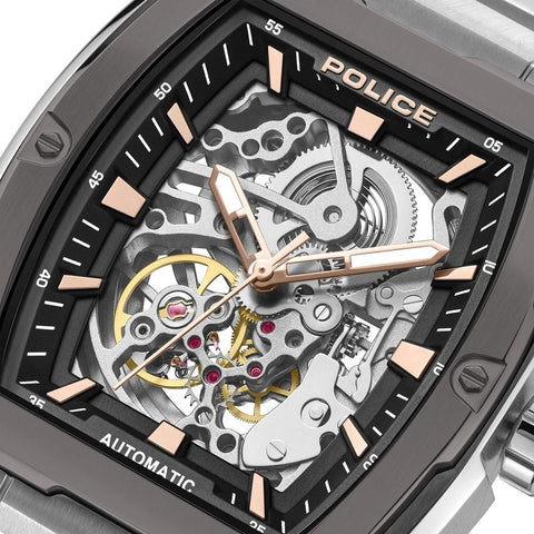The Watch Boutique Police Skeletor Grey Dial Bracelet Men's Automatic Watch