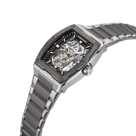 The Watch Boutique Police Skeletor Grey Dial Bracelet Men's Automatic Watch