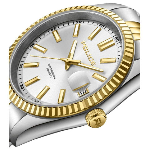 The Watch Boutique Police Stria Silver Dial Two-Tone Watch