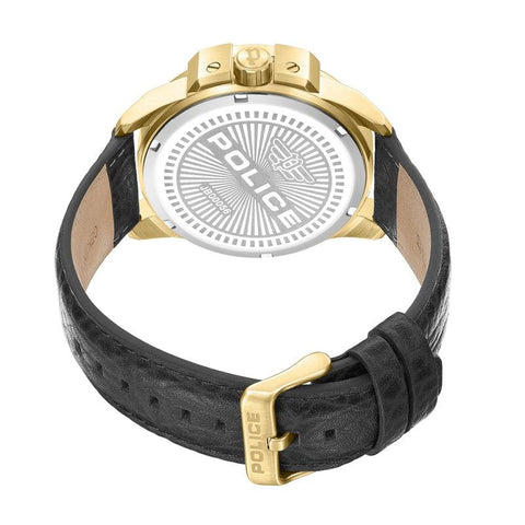The Watch Boutique Police Underlined 3 Hands-Date Leather Strap