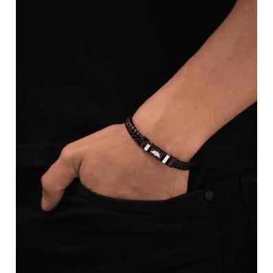 Police Wavebreaker Black Leather Police Bracelet