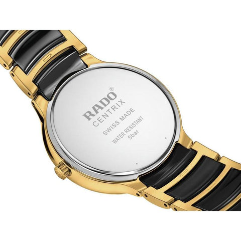 The Watch Boutique Rado Centrix Quartz Watch Gold PVD Black Dial R30022152