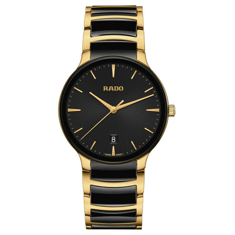 The Watch Boutique Rado Centrix Quartz Watch Gold PVD Black Dial R30022152