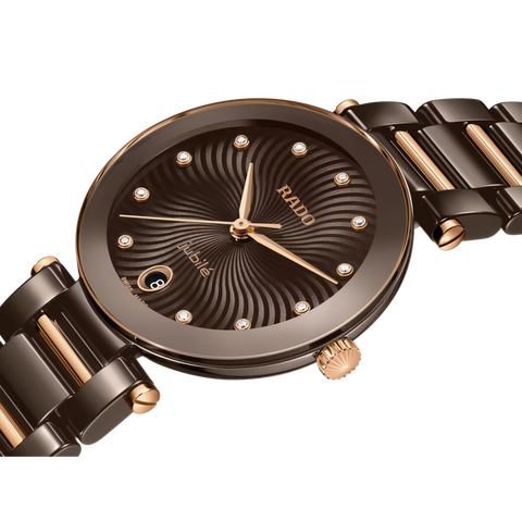 The Watch Boutique Rado LaCoupole Diamonds Brown Ceramic Watch R22242703