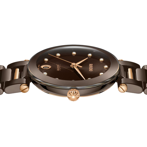 The Watch Boutique Rado LaCoupole Diamonds Brown Ceramic Watch R22242703