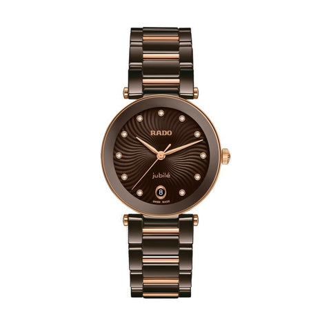 The Watch Boutique Rado LaCoupole Diamonds Brown Ceramic Watch R22242703