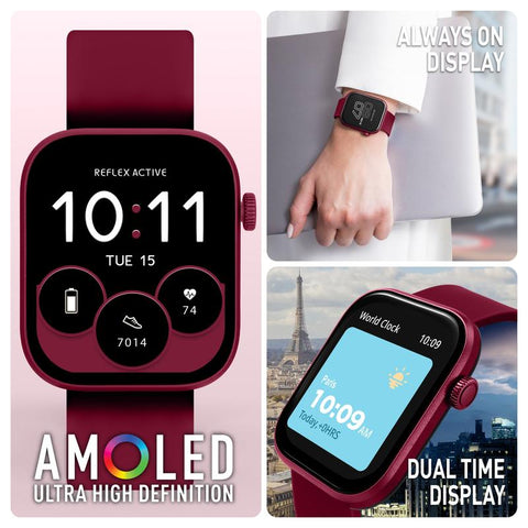 Reflex Active Berry Red Spectra 300S AMOLED Smartwatch with Calling