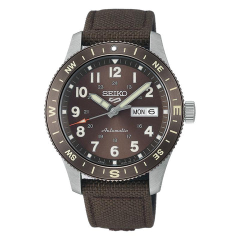 The Watch Boutique Seiko 5 Sports Field Automatic Watch Brown Dial Nylon Strap