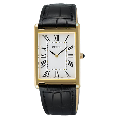 Seiko Classic Quartz Men's Watch Black Leather Strap