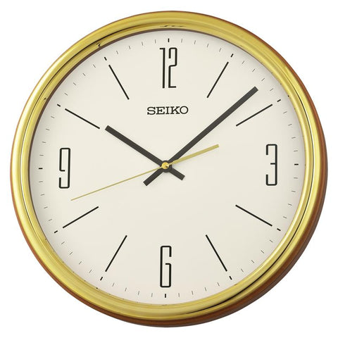 The Watch Boutique Seiko Gold Wooden Wall Clock - QXA856GN