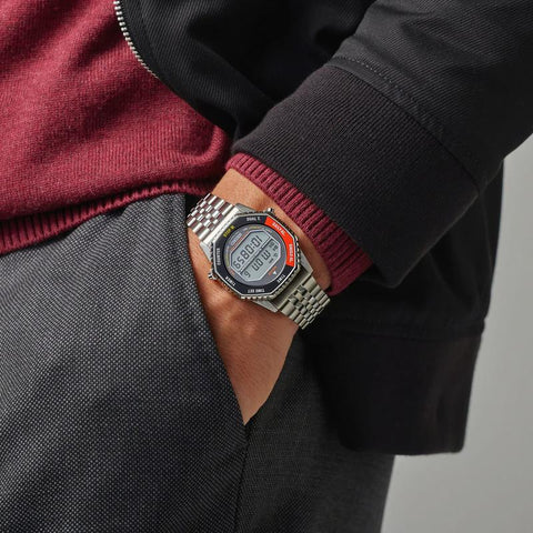 The Watch Boutique Seiko Men's Retro Digital Alarm Chronograph Stainless Steel Watch
