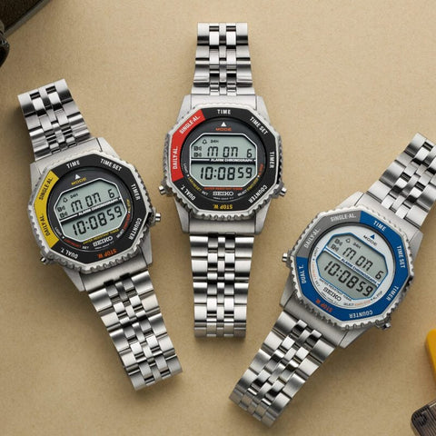 The Watch Boutique Seiko Men's Retro Digital Alarm Chronograph Stainless Steel Watch