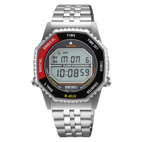 The Watch Boutique Seiko Men's Retro Digital Alarm Chronograph Stainless Steel Watch