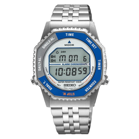 The Watch Boutique Seiko Men's Retro Digital Chronograph Stainless Steel Watch