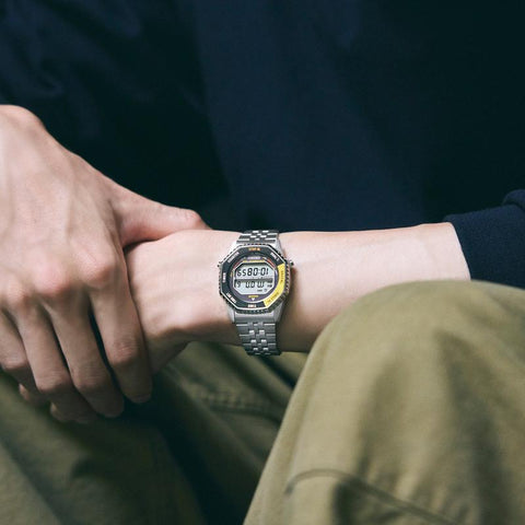 The Watch Boutique Seiko Men's Retro Digital Quartz Stainless Steel Alarm Chronograph Watch