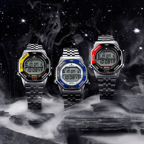 The Watch Boutique Seiko Men's Retro Digital Quartz Stainless Steel Alarm Chronograph Watch