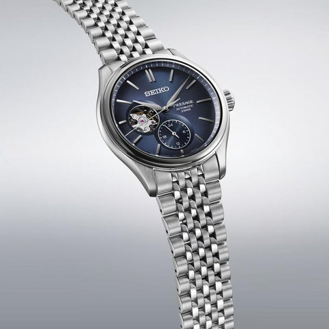 The Watch Boutique Seiko Presage Classic Series SPB527J1 Automatic Open Heart Blue Dial Watch