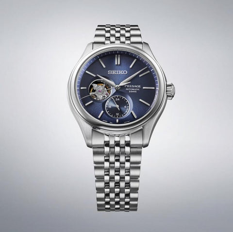 The Watch Boutique Seiko Presage Classic Series SPB527J1 Automatic Open Heart Blue Dial Watch