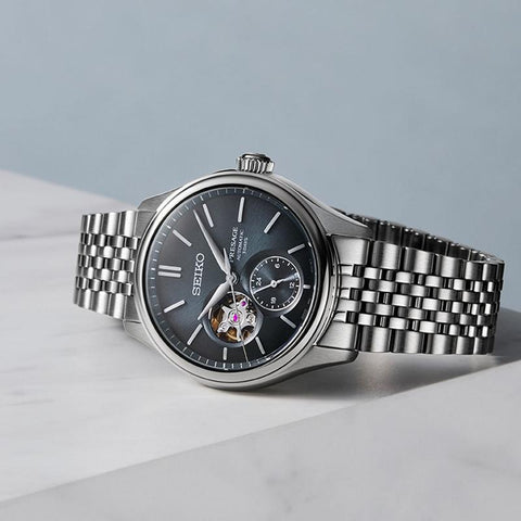 The Watch Boutique Seiko Presage Classic Series SPB527J1 Automatic Open Heart Blue Dial Watch