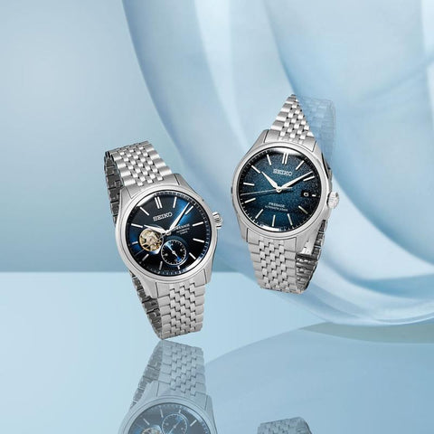 The Watch Boutique Seiko Presage Classic Series SPB527J1 Automatic Open Heart Blue Dial Watch