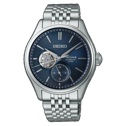 The Watch Boutique Seiko Presage Classic Series SPB527J1 Automatic Open Heart Blue Dial Watch