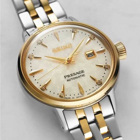 The Watch Boutique Seiko Presage Cocktail Time White Lady Diamond Twist Watch - SRE010J1