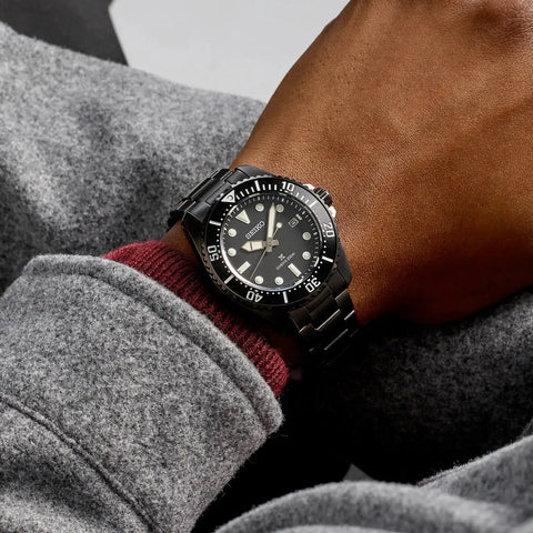 The Watch Boutique Seiko Prospex Solar Diver All-Black 200m Waterproof Watch