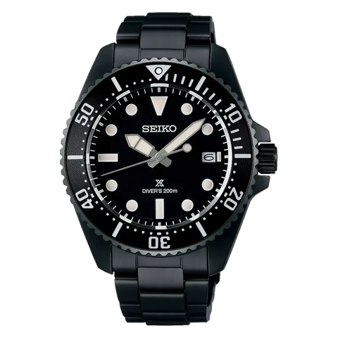 The Watch Boutique Seiko Prospex Solar Diver All-Black 200m Waterproof Watch